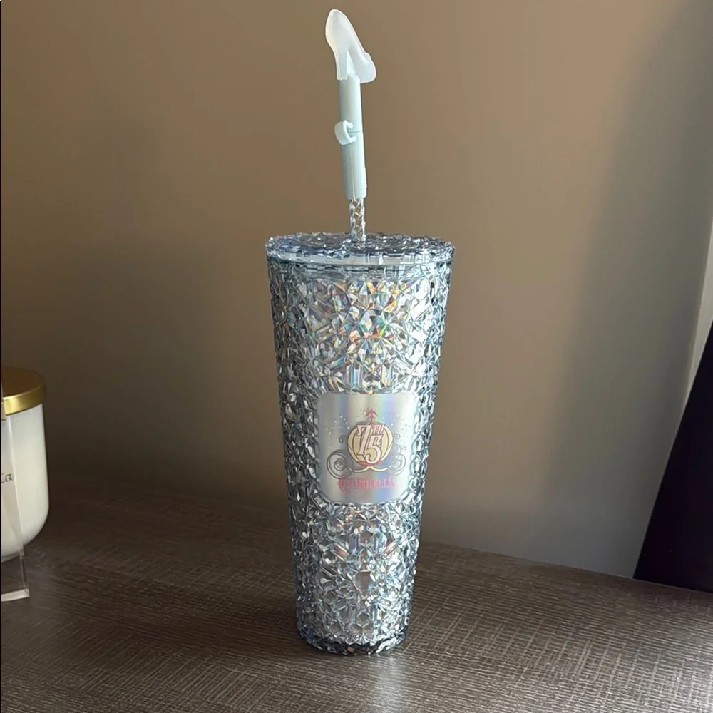 Starbucks 75th Cinderella Silver Glitter Tumbler